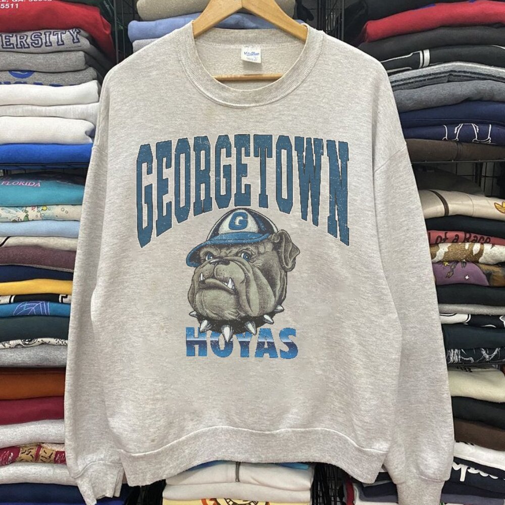 Vintage 90s Georgetown University Sweatshirt, Georgetown Hoyas Basketball Shirt